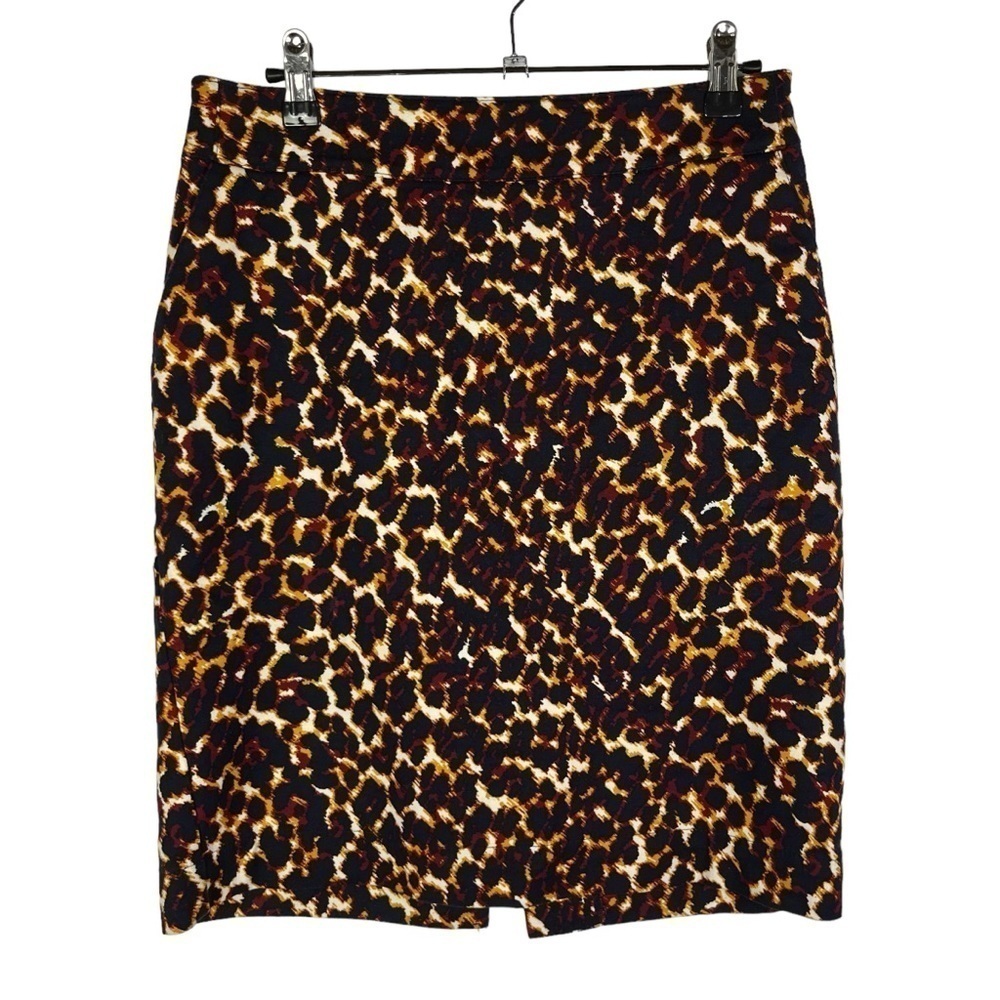 Merona Navy Blue Leopard Animal Print Knee Length Pencil‎ Skirt 2